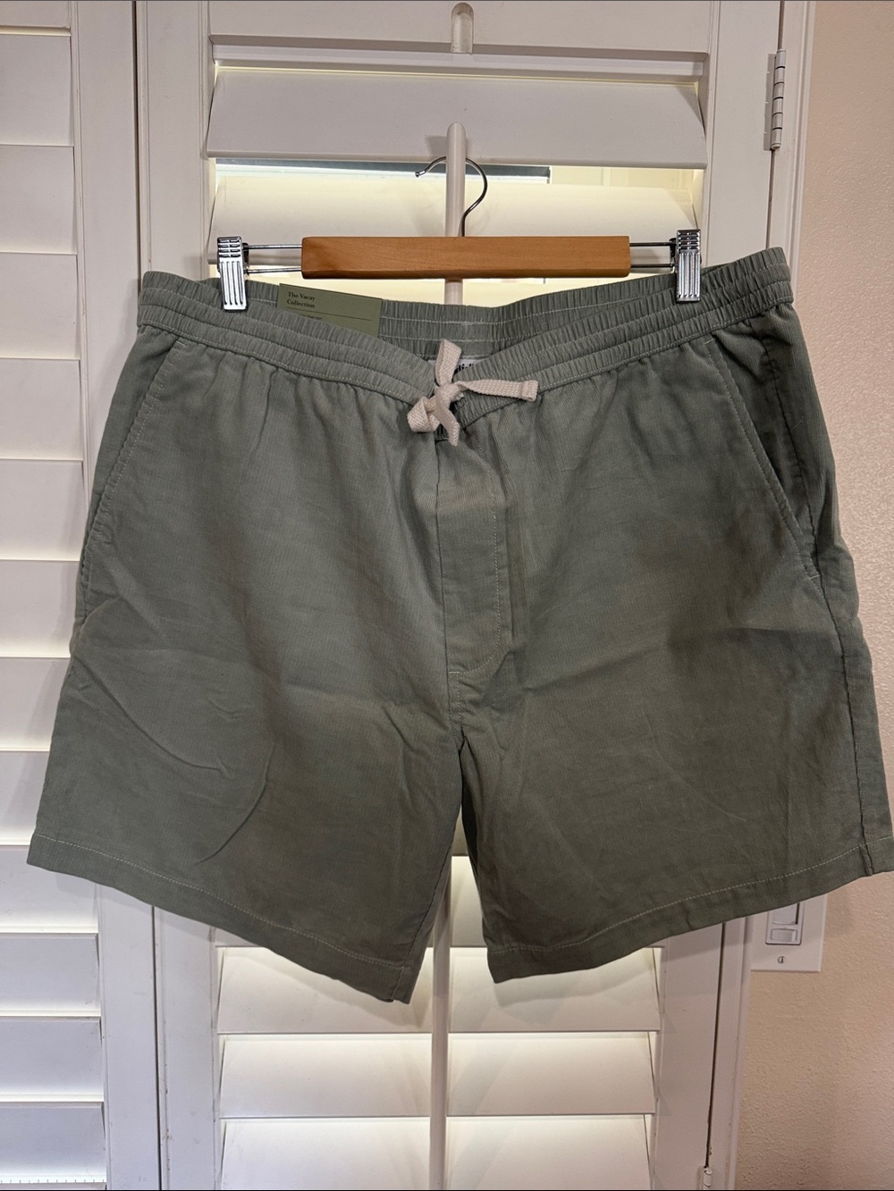 Olive Green Drawstring Corduroy Shorts
